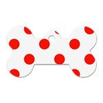 Polka Dots - Ferrari Red on White Dog Tag Bone (One Side)