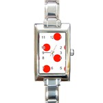 Polka Dots - Ferrari Red on White Rectangle Italian Charm Watch