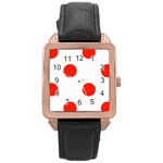 Polka Dots - Ferrari Red on White Rose Gold Leather Watch