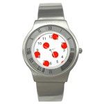 Polka Dots - Ferrari Red on White Stainless Steel Watch