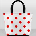 Polka Dots - Ferrari Red on White Bucket Bag