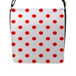 Polka Dots - Ferrari Red on White Flap Closure Messenger Bag (L)
