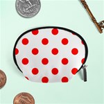 Polka Dots - Ferrari Red on White Accessory Pouch (Small)