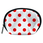 Polka Dots - Ferrari Red on White Accessory Pouch (Medium)