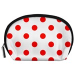Polka Dots - Ferrari Red on White Accessory Pouch (Large)