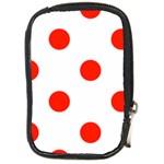 Polka Dots - Ferrari Red on White Compact Camera Leather Case