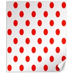 Polka Dots - Ferrari Red on White Canvas 8  x 10 