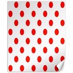 Polka Dots - Ferrari Red on White Canvas 11  x 14 