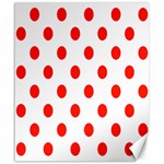 Polka Dots - Ferrari Red on White Canvas 20  x 24 
