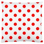 Polka Dots - Ferrari Red on White Large Cushion Case (Two Sides)