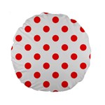 Polka Dots - Ferrari Red on White Standard 15  Premium Round Cushion