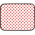 Polka Dots - Ferrari Red on White Double Sided Fleece Blanket (Mini)
