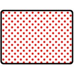 Polka Dots - Ferrari Red on White Double Sided Fleece Blanket (Large) (Two Sides)