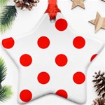 Polka Dots - Ferrari Red on White Ornament (Star)