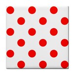 Polka Dots - Ferrari Red on White Tile Coaster