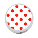 Polka Dots - Ferrari Red on White 4-Port USB Hub (One Side)
