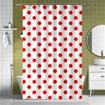 Polka Dots - Ferrari Red on White Shower Curtain 48  x 72  (Small)