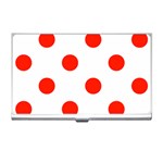 Polka Dots - Ferrari Red on White Business Card Holder