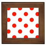 Polka Dots - Ferrari Red on White Framed Tile