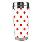 Polka Dots - Ferrari Red on White Stainless Steel Travel Tumbler