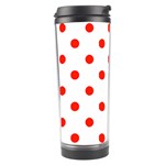 Polka Dots - Ferrari Red on White Travel Tumbler