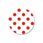 Polka Dots - Ferrari Red on White Magnet 3  (Round)