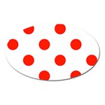 Polka Dots - Ferrari Red on White Magnet (Oval)