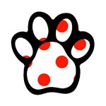 Polka Dots - Ferrari Red on White Magnet (Paw Print)