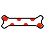 Polka Dots - Ferrari Red on White Magnet (Dog Bone)