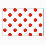 Polka Dots - Ferrari Red on White Postcard 4  x 6 