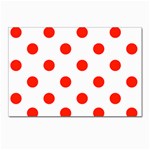 Polka Dots - Ferrari Red on White Postcard 5  x 7 