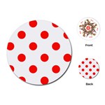 Polka Dots - Ferrari Red on White Playing Cards (Round)