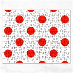 Polka Dots - Ferrari Red on White Jigsaw Puzzle (Rectangular)