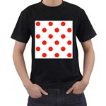 Polka Dots - Ferrari Red on White Men s T-Shirt (Black)