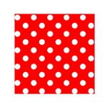 Polka Dots - White on Red Small Satin Scarf  (Square)