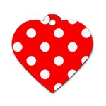 Polka Dots - White on Red Dog Tag Heart (Two Sides)