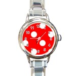 Polka Dots - White on Red Round Italian Charm Watch