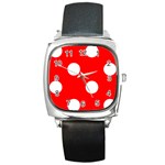 Polka Dots - White on Red Square Metal Watch