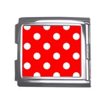 Polka Dots - White on Red Mega Link Italian Charm (18mm)