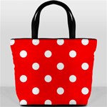 Polka Dots - White on Red Bucket Bag