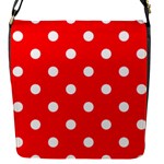 Polka Dots - White on Red Flap Closure Messenger Bag (S)