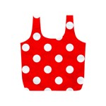 Polka Dots - White on Red Full Print Recycle Bag (S)