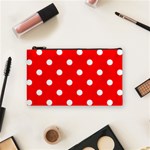 Polka Dots - White on Red Cosmetic Bag (S)