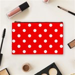 Polka Dots - White on Red Cosmetic Bag (M)