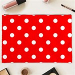Polka Dots - White on Red Cosmetic Bag (XXL)