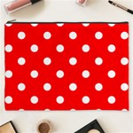 Polka Dots - White on Red Cosmetic Bag (XXXL)