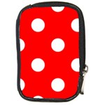 Polka Dots - White on Red Compact Camera Leather Case