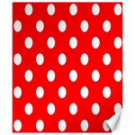 Polka Dots - White on Red Canvas 8  x 10 