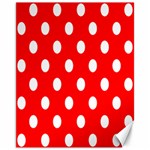 Polka Dots - White on Red Canvas 11  x 14 