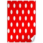 Polka Dots - White on Red Canvas 12  x 18 